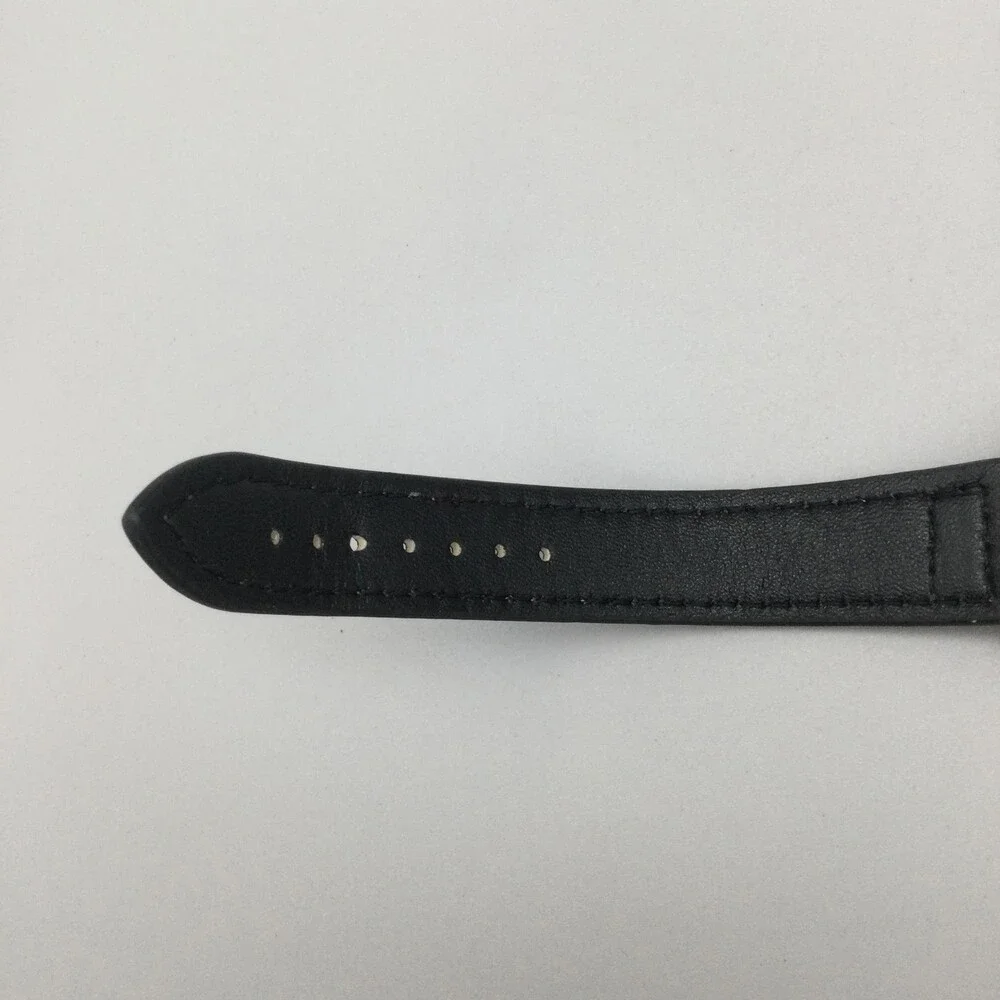 Vince Camuto Mens Watch 42mm Blue Dial Black Leather Stainless New Battery